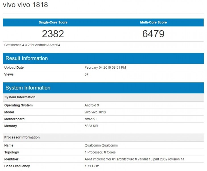 vivo V15 Pro arrives with Snapdragon 675 on Geekbench