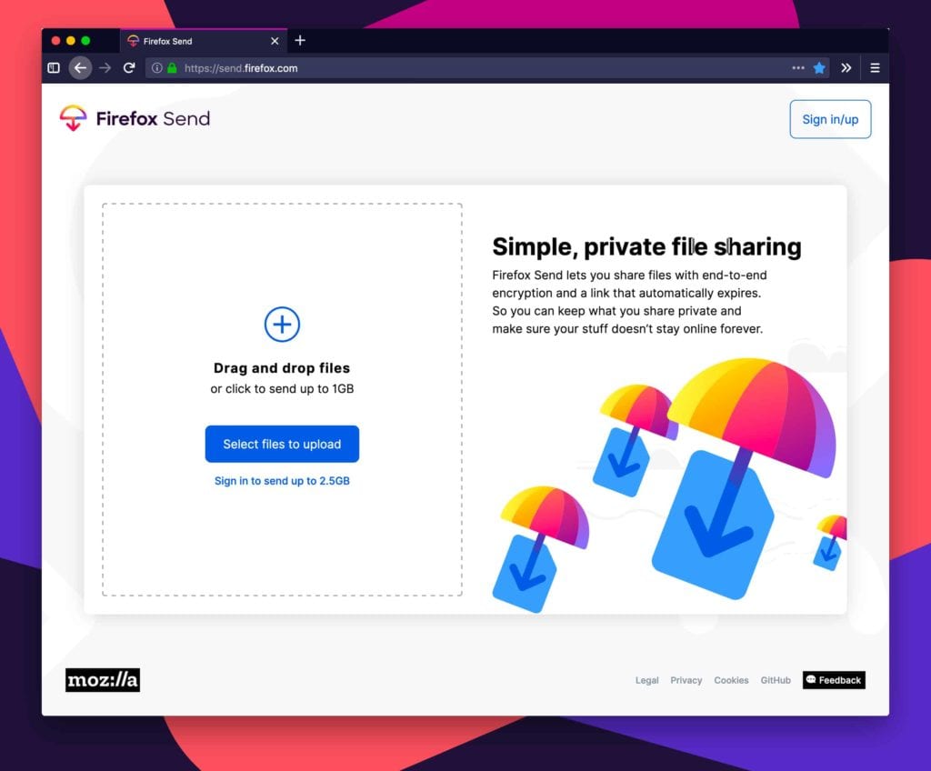 Mozilla launches a free file transfer service called Firefox Send