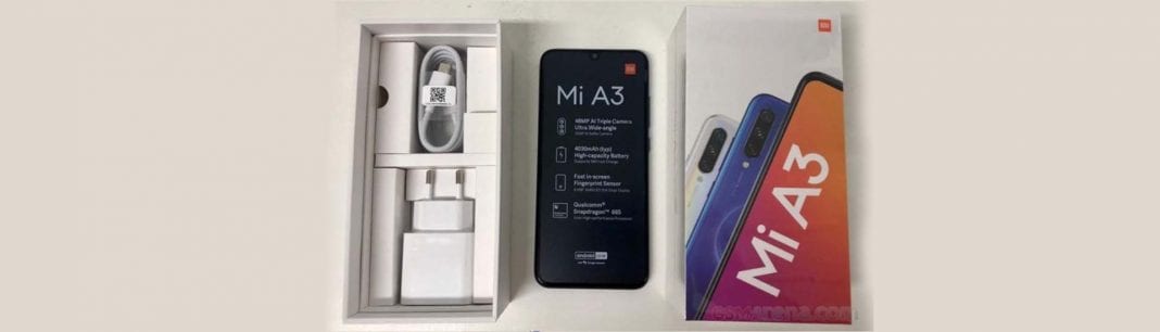 Xiaomi Mi A3 retail box Live Image leaked that confirm specs and design